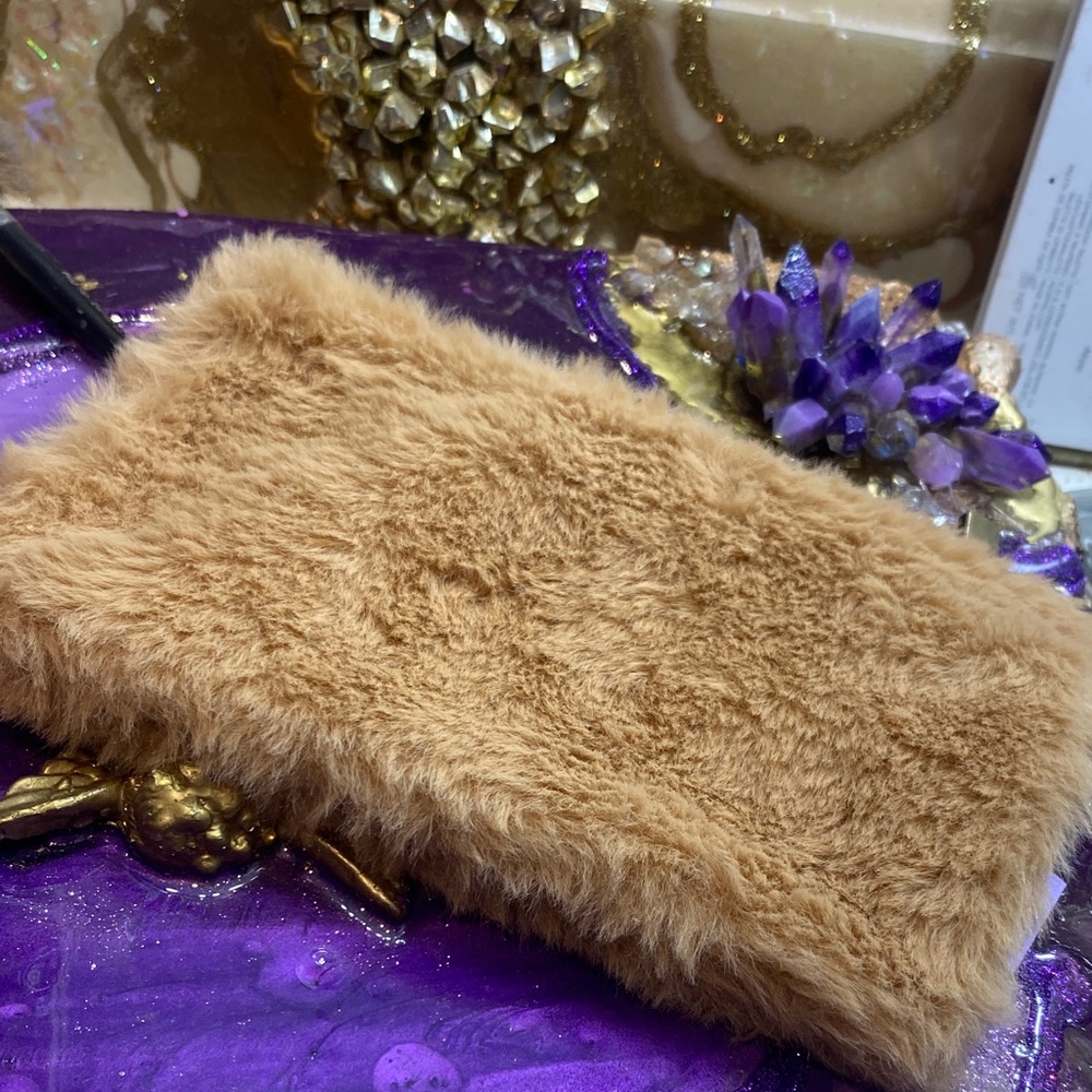 Faux Fur Phone Sleeve - Camel